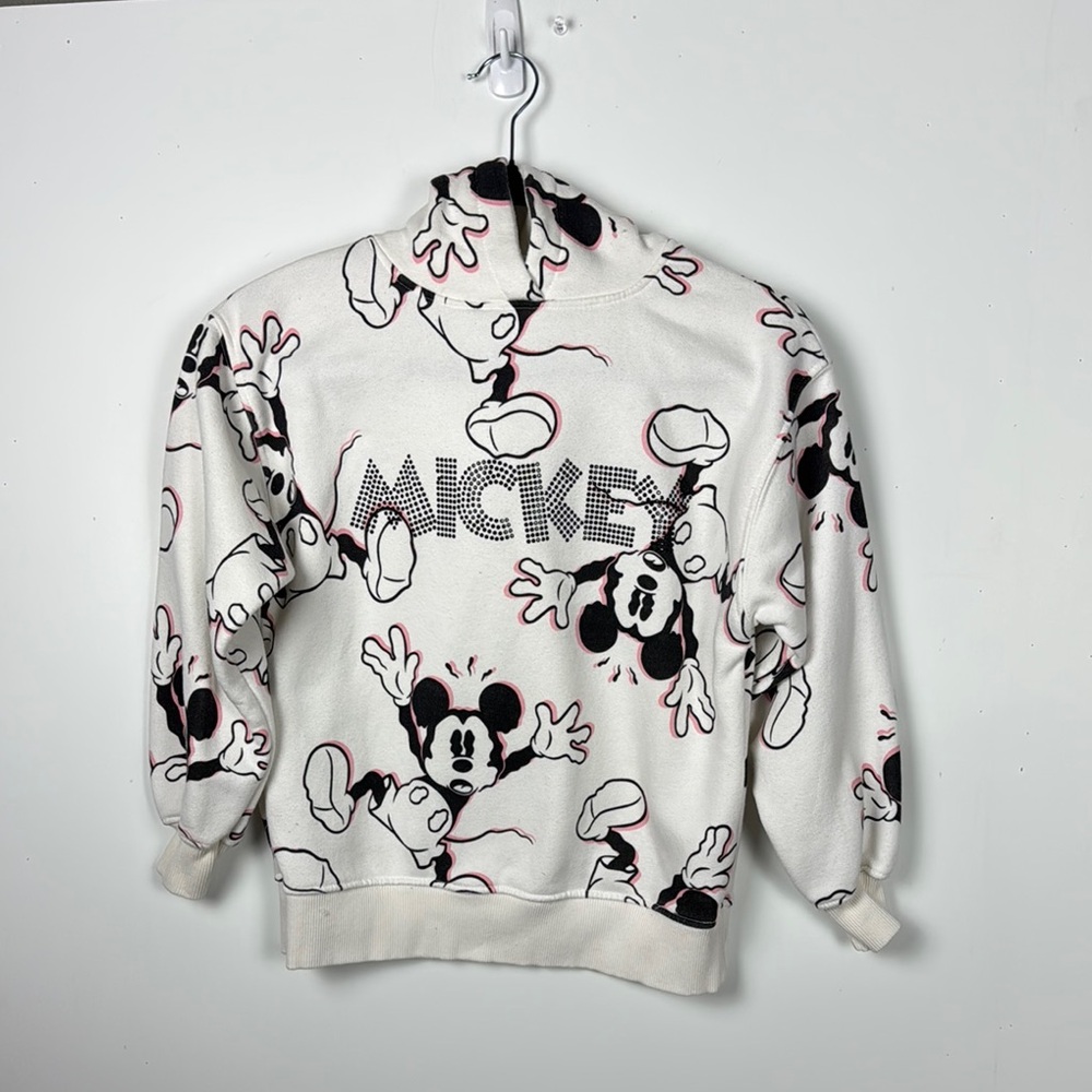 DISNEY ZARA MICKEY with SPARKLING STUDS SWEATSHIRT HOODIE SZ 10